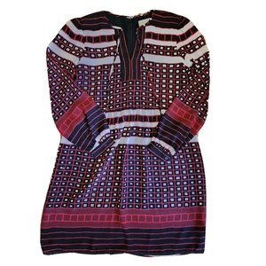 Ann Taylor Loft Outlet Dress Womens Size XXS Petite Red Black Geometric Zip Up